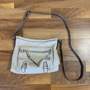Jessica Simpson Purse Faux Leather Off White Shoulder Strap Handbag 10" x 8"